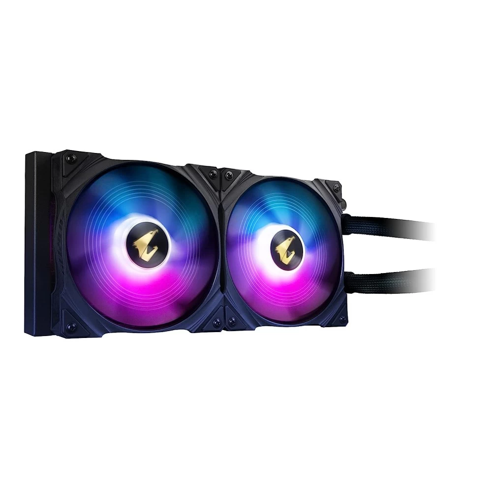 AORUS WATERFORCE X 280 AIO Liquid CPU Cooler, Rotatable Circular LCD Display with Micro SD Support, 280mm Radiator with 2x140mm Low Noise ARGB Fans, Compatible with Intel LGA1700 - Image 2