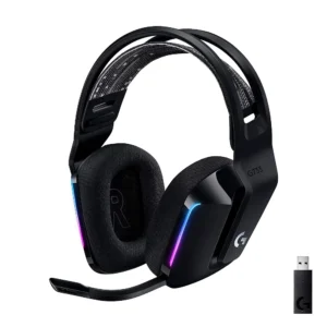 Logitech G733 Lightspeed Wireless Gaming Headset with Suspension Over Ear Headband/ LIGHTSYNC RGB/ Blue VO!CE mic Technology and PRO-G Audio Drivers (Black)